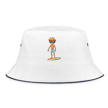 Cool Young Surfer Dude Boy - Bucket Hat - white/navy - Front