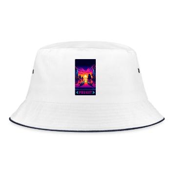Phuket Thailand sunset design - Bucket Hat - white/navy - Front