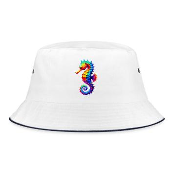 Seepferdchen - Bucket Hat - Weiß/Navy - Vorne