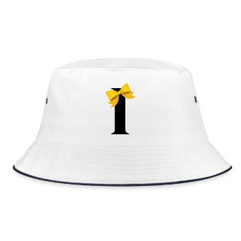 Letter i yellow knot - Bucket Hat - white/navy - Front