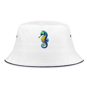 Seepferdchen - Bucket Hat - Weiß/Navy - Vorne
