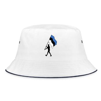 Drapeau Estonie homme marchant - Bob - blanc/marine - Devant