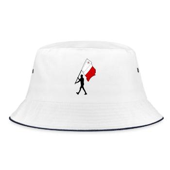Drapeau Malte homme marchant - Bob - blanc/marine - Devant