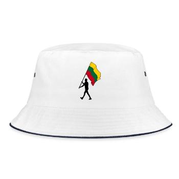 Drapeau Lituanie homme marchant - Bob - blanc/marine - Devant