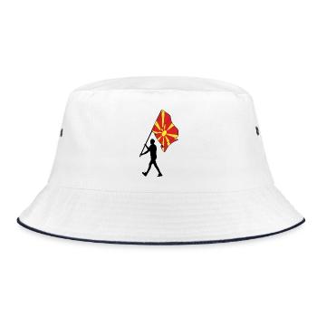 Flag North Macedonia man walking - Bucket Hat - white/navy - Front