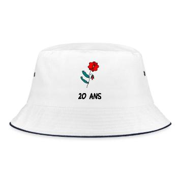20. 20. JAHRESTAG. 20-JÄHRIGES JUBILÄUM. 20 JAHRE. - Bucket Hat - Weiß/Navy - Vorne
