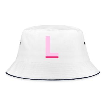 Pop und moderner rosa Buchstabe l - Bucket Hat - Weiß/Navy - Vorne