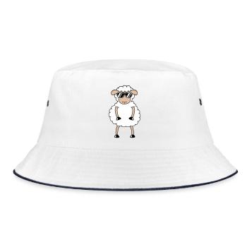Sheep Sunglasses Party Sheep Lamb Cute Cool - Bucket Hat - white/navy - Front