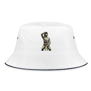 Bruckmandl on the Stone Bridge in Regensburg - Bucket Hat - white/navy - Front