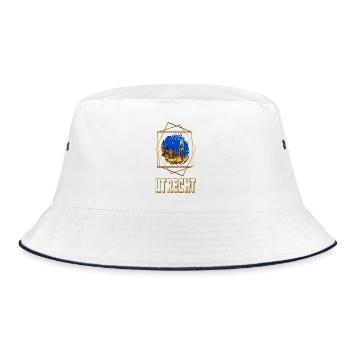 Utrecht Niederlande Holland Skyline Stadt Gold - Bucket Hat - Weiß/Navy - Vorne