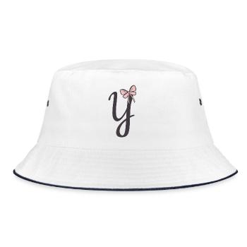 Initial Letter Y Ribbon - Bucket Hat - white/navy - Front