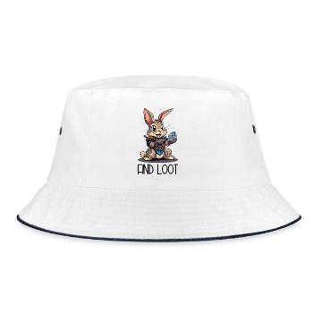 I Find Loot – Ritter Hase Cartoon - Bucket Hat - Weiß/Navy - Vorne