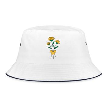 Blumenstrauss dreifarbig - Bucket Hat - Weiß/Navy - Vorne
