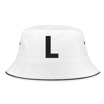 L - Bucket Hat - white/navy - Front
