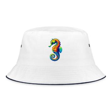 Seepferdchen - Bucket Hat - Weiß/Navy - Vorne