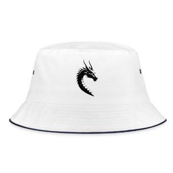 Long - Chinese Dragon - Bucket Hat - white/navy - Front