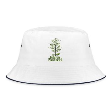 The Future is Plant-Based – Vegan & Sustainable - Bucket Hat - white/navy - Front