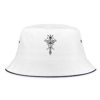 Black skull and Viking compass - Bucket Hat - white/navy - Front