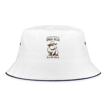 Funny word game – Smart Fella or Fart Smella? - Bucket Hat - white/navy - Front