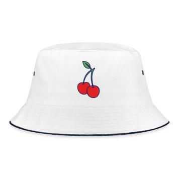 Kirschen - Bucket Hat - Weiß/Navy - Vorne