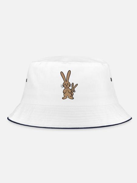 2 Hasen Kind versteckt Vater Zwei Kleinkind Mutter - Bucket Hat - Weiß/Navy - Vorne