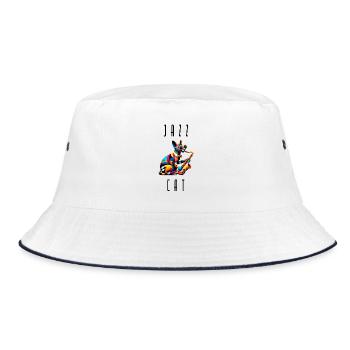 Jazz Sfinks Katze - Bucket Hat - Weiß/Navy - Vorne