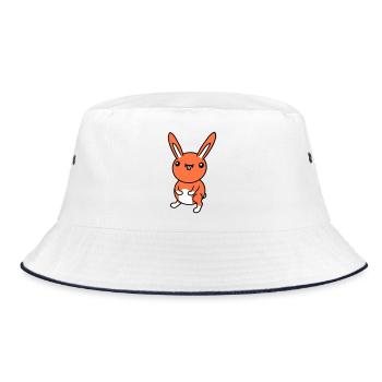 Hase Lustig Gesicht Grimasse Albern Ulkig Lächeln - Bucket Hat - Weiß/Navy - Vorne
