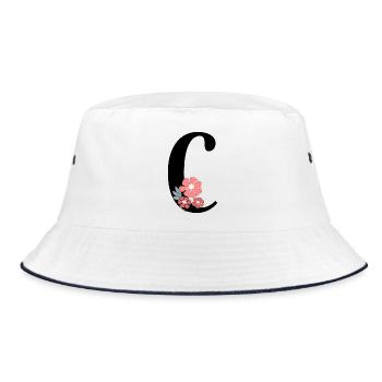 Lettre c fleurs minimalistes - Bob - blanc/marine - Devant