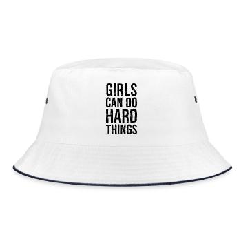 Mädchen können harte Dinge tun - Bucket Hat - Weiß/Navy - Vorne