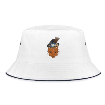 Wildschwein mit Trachtenhut – Humorvolles Motiv - Bucket Hat - Weiß/Navy - Vorne