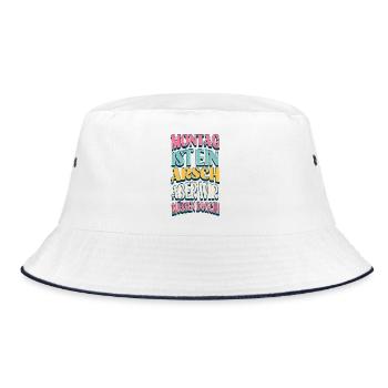 Montag Durchhalten Mit Humor - Bucket Hat - Weiß/Navy - Vorne