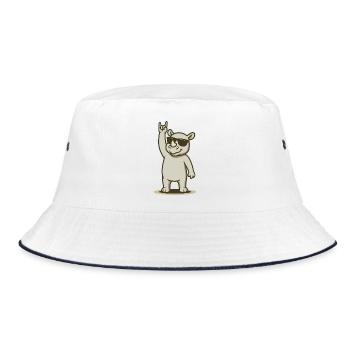 Cooles Nashorn Rockerbaby - Bucket Hat - Weiß/Navy - Vorne