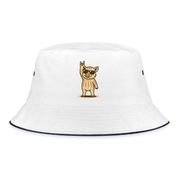 Wild Boar Rocker - Bucket Hat - white/navy - Front