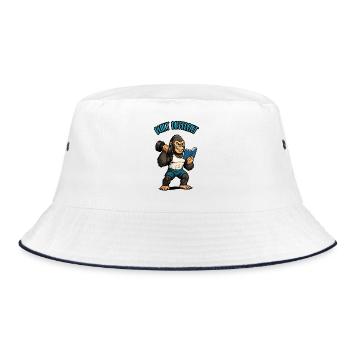 ANDERS GEBAUT - Sport Humor - Bucket Hat - Weiß/Navy - Vorne