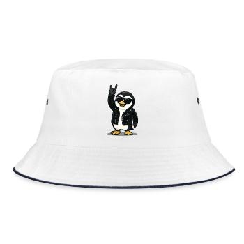 Rock'n'Roll Penguin - Bucket Hat - white/navy - Front