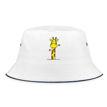 Verspielte Giraffe mit Herzen - Bucket Hat - Weiß/Navy - Vorne