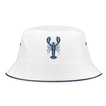 Detailed Blue Lobster Illustration - Bucket Hat - white/navy - Front