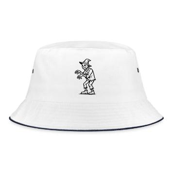 Gruselige Vogelscheuche Illustration - Bucket Hat - Weiß/Navy - Vorne
