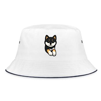 Chien Shiba Inu Mignon et Drôle - Bob - blanc/marine - Devant