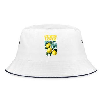 Citrus Lover Botanisches Design - Bucket Hat - Weiß/Navy - Vorne