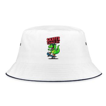 Skater Dinosaur Cartoon Style - Bucket Hat - white/navy - Front