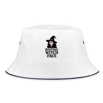 Ruhende Hexe Gesicht Sarkastisch Lustig Halloween - Bucket Hat - Weiß/Navy - Vorne