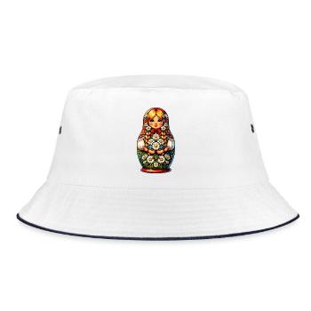  Matroschka auf russisch Matryoshka Doll Russian - Bucket Hat - Weiß/Navy - Vorne