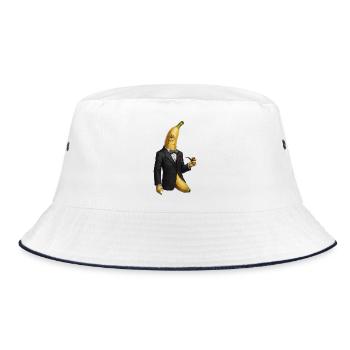 Elegant banana with tuxedo and monocle - Bucket Hat - white/navy - Front