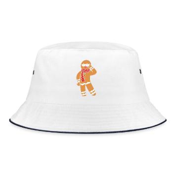 Gingerbread Christmas Gingerbread Man - Bucket Hat - white/navy - Front
