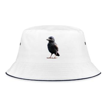 Rabe Krähe Vogel Rabenkrähe Dohle Schwarze Raben - Bucket Hat - Weiß/Navy - Vorne
