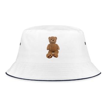 Brown Cuddly Teddy Plush - Bucket Hat - white/navy - Front
