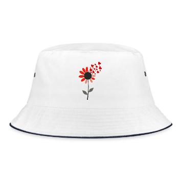 Heartburst Flower - Bucket Hat - white/navy - Front
