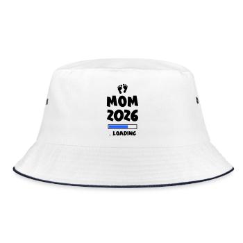 Mom 2026 Loading Mama - Bucket Hat - Weiß/Navy - Vorne