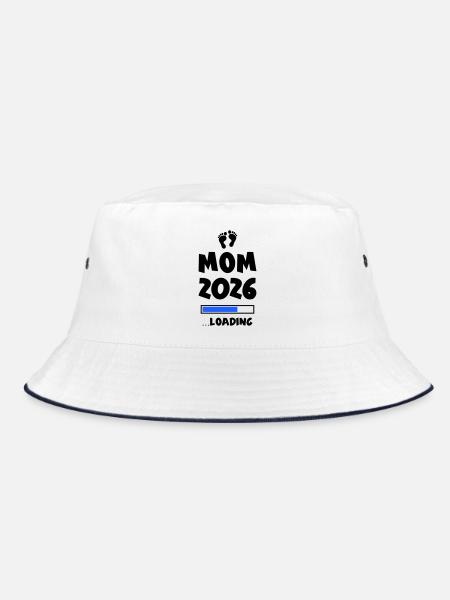 Mom 2026 Loading Mama - Bucket Hat - Weiß/Navy - Vorne